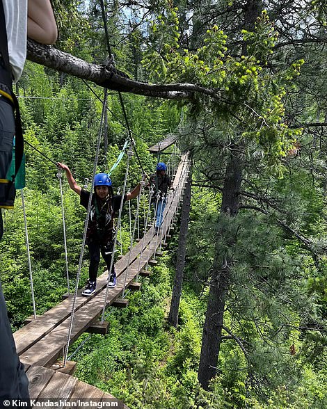 Tiring them out: The fun-packed birthday party also including outdoor activities such as zip-lining and water tubing