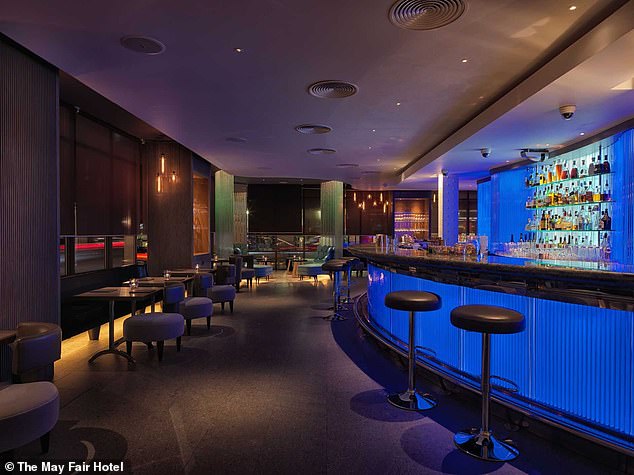 While regular rooms at the hotel won't break the bank, staying at the penthouse suite costs around £3,000-a-night. Pictured: The bar inside the hotel