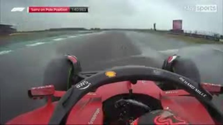 Ride onboard with Sainz as the Ferrari driver claimed his maiden pole in Formula 1 at Silverstone