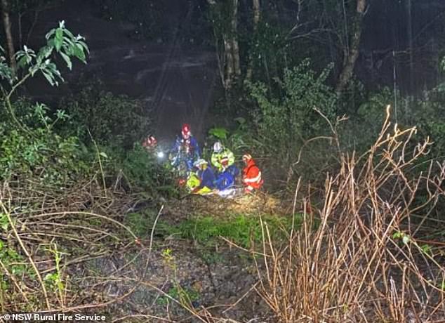 Ambulance, fire, police and SES personnel desperately tried to find a man who was washed away in the Hacking River near Otford, in Illawarra region, south of Sydney