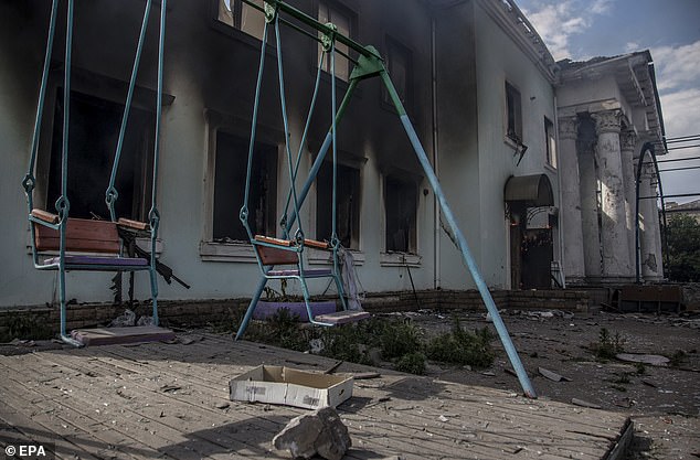 The Lysychansk palace of culture is bombed out and battle-scarred after a week of fighting