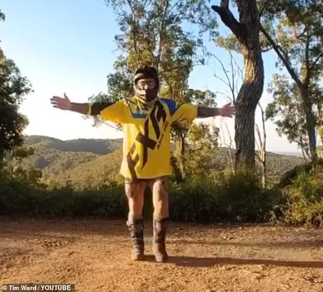 The bodybuilder has been spending his time going on motorbike jaunts around Queensland