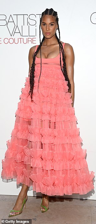 Cindy Bruna wore a tiered dress with ruffled details