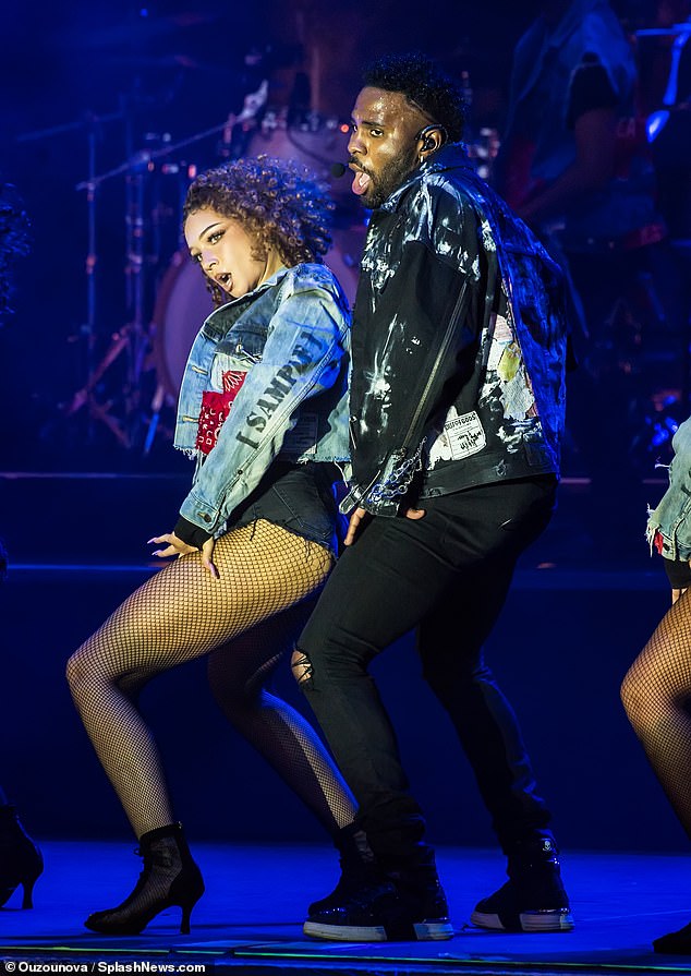 On stage: The 32-year-old singer took to the stage at the Wawa Welcome America July 4th Concert at Benjamin Franklin Parkway in Philadelphia on Monday