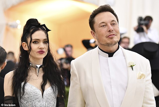 Musk and singer Grimes began dating in April 2018 after reportedly meeting online, a month before they made their red carpet debut at the Met Gala (pictured)