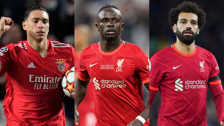 Darwin Nunez, Sadio Mane and Mohamed Salah