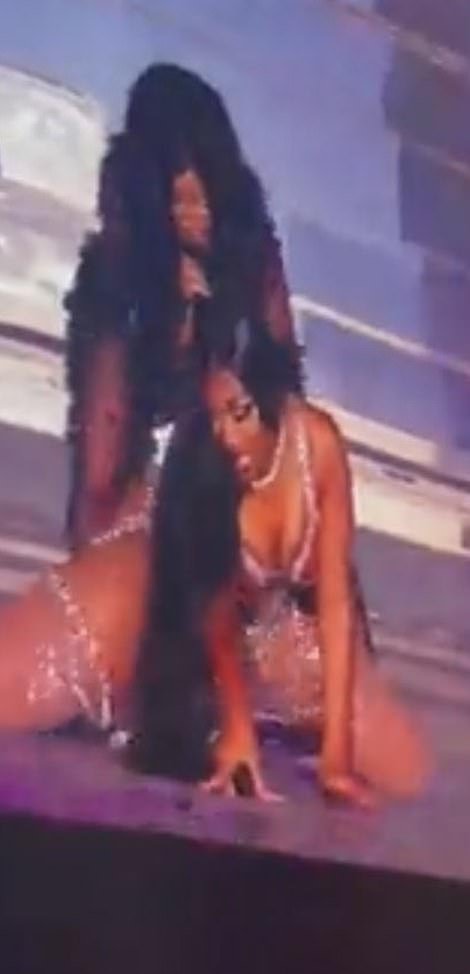 Explicit: The showdown came after she sent pulses racing with an X-rated routine alongside a diamanté-clad Megan Thee Stallion