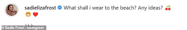 'Any ideas?': Posting the carousel to her 81,500 followers, Sadie wrote: 'What shall i wear to the beach? Any ideas?'
