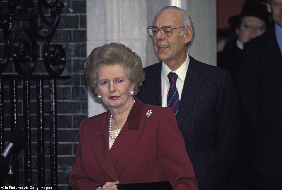 Like Mr Johnson, Mrs Thatcher was forced by her own party to resign. Above: Mrs Thatcher leaving Downing Street after being forced out as PM