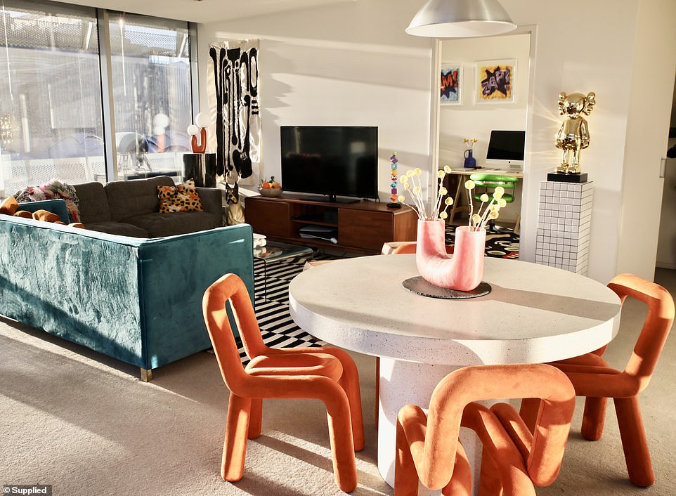 Perhaps one of the quirkiest, eye-catching pieces of furniture are the orange dining chairs that embody a minimalist design