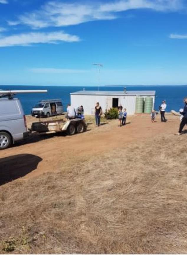 Mr Johnston said the area was very windy and he feared a piece of corrugated iron could come loose from one of the shacks and 'badly injure someone' (pictured, Mr Roberston's shack at Cape Jervis)