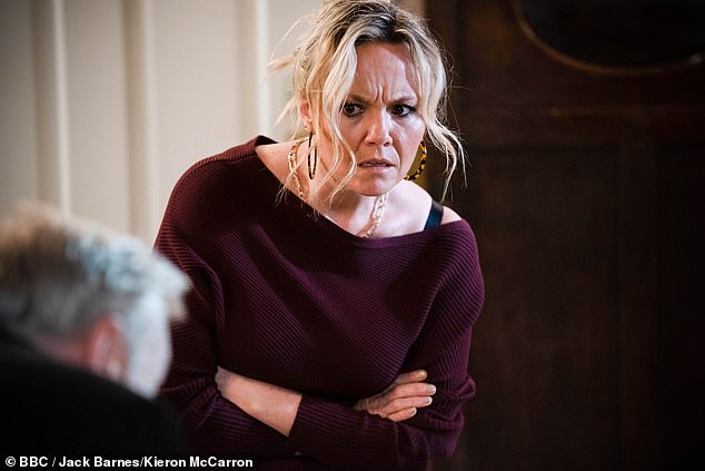 Troubled: Janine has been eyeing-up pub landlord Danny and was furious when he started to let Linda back in his life again