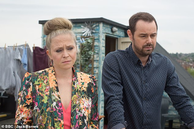 End of the road: It was announced in January that Danny would be leaving his role of Mick after nine years on the soap (pictured on EastEnders with Kellie