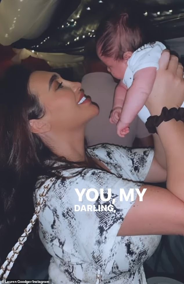 Proud mum: Lauren cradles young daughter Larose in an undated social media photo