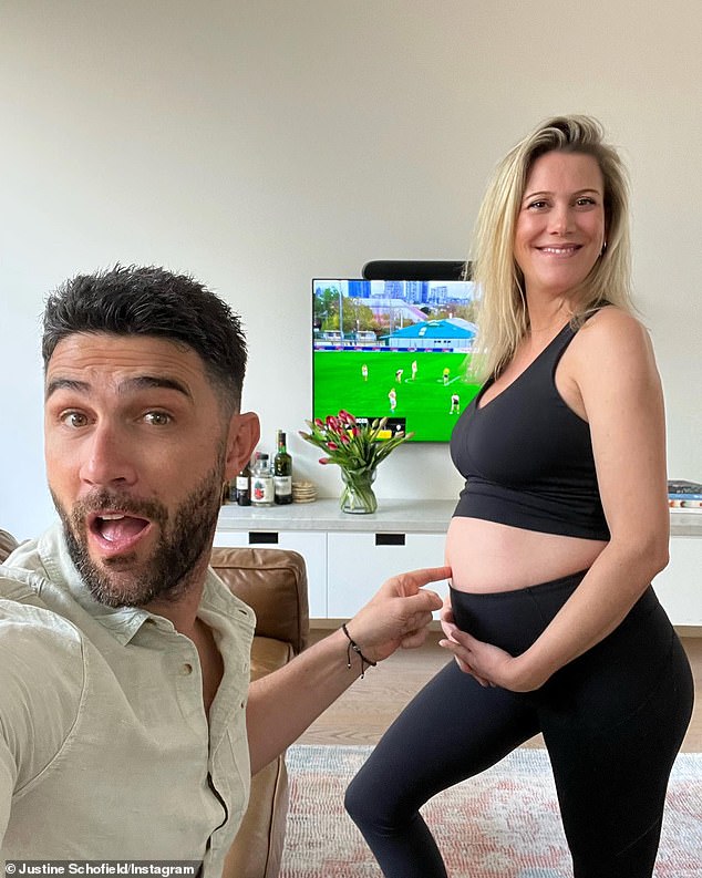 Justine revealed back in May they were expecting a child, sharing a photo to Instagram of the proud couple in their living room. 'We're having a bubba. So excited, so grateful,' she wrote