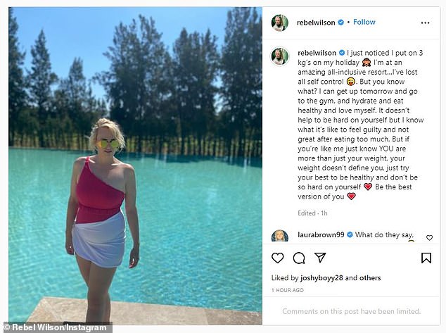 'Your weight doesn't define you': Much ado was made over Wilson finally reaching her 165lb goal weight in 2020 - her 'year of health' - but she just confessed she's since 'put on 7lbs'