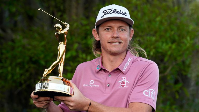 Cameron Smith celebrates after winning the Players Championship - the unofficial fifth major