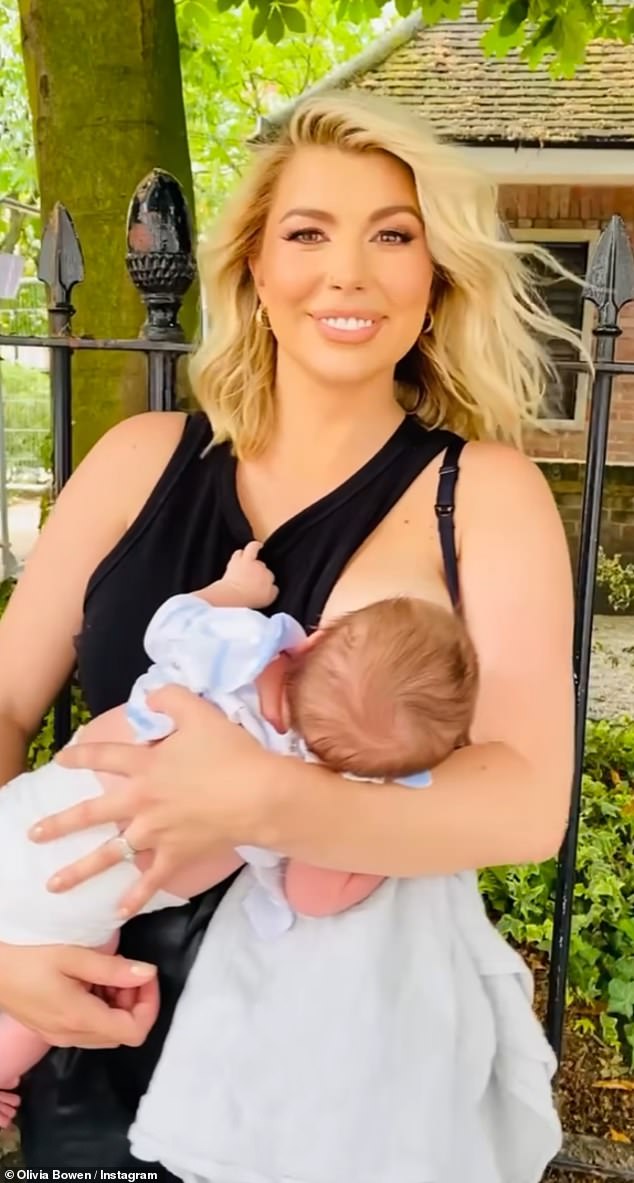 Adorable: She continued: 'I feel SO accomplished; doing what I love, being unapologetically me AND being Mum at the same time. Don’t lose yourself Mamas, you deserve to be YOU too'