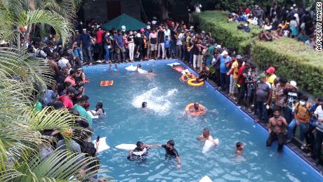 Protesters take over the compound of Sri Lanka&#39;s Presidential Palace in Colombo.