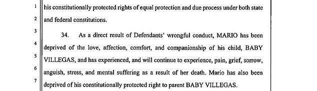 Along with breaching consent laws and undertaking medical malpractice, Villegas also accused the clinics of taking away his fundamental right to parent 'Baby Villegas'