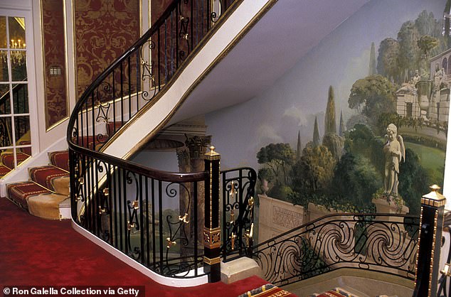 Photos have emerged showing parts of the home's winding staircase, which is covered in thick carpeting