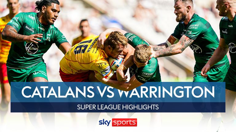 Highlights of the Betfred Super League match between Catalans Dragons and Warrington Wolves.