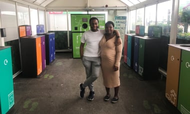 Ten and Costina Nyakudarika at Asda recycling in Middleton.