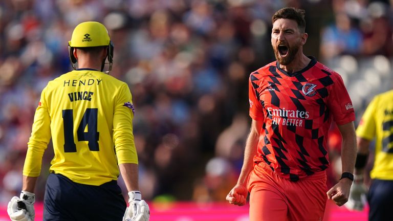 Richard Gleeson bowled James Vince in the second over of the match