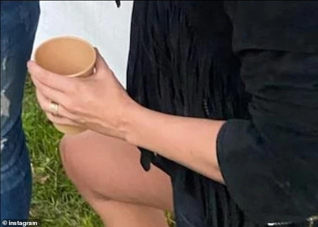 Spotted! The Oasis star's music manager fiancee has been spotted wearing a band on her wedding ringer while in Norway, in a snap shared to Instagram