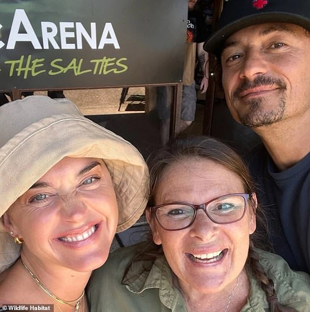 Surprise: The pair's visit was a pleasant surprise for staff at Wildlife Habitat as they had booked and paid for the trip anonymously (pictured with Rabecca Lynch, CaPTA's wildlife manager)