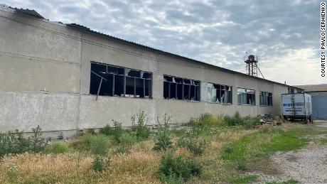 Buildings on Pavlo Serhienko&#39;s farm have been hit by artillery.