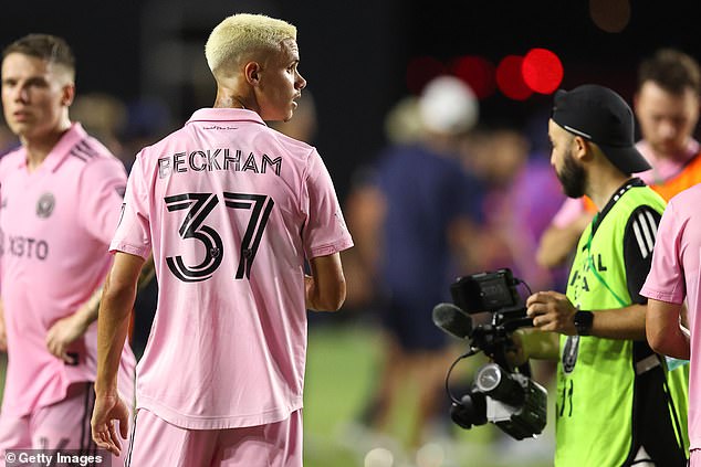 Event: The 19-year-old, whose father David owns the club, showed off his skills during the friendly game against FC Barcelona