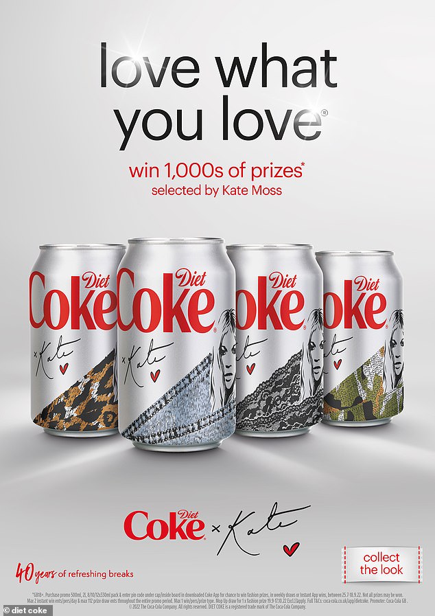 Work: Kate joined forces with the soft drink company in celebration of its 40th anniversary, with her first move as creative director seeing her not only pose with the limited edition cans, but will see her star in campaign films and curated milestone events