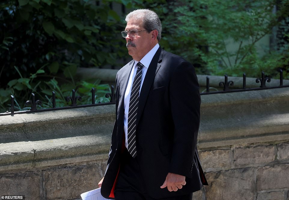 Matthew Calamari, an executive vice president with the Trump Organization attends the funeral for Ivana Trump