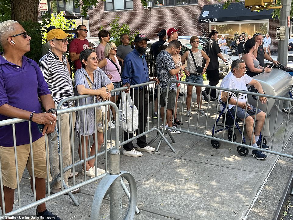 People lined the streets near the funeral home to catch a glimpse of the former First Family and to pay their respects to Ivana, who was beloved in the neighborhood where she lived for 26 years