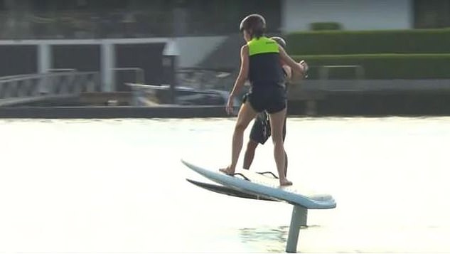 Allison still isn't able to wear heels after injuring her leg last year. She badly hurt her knee filming a watersports segment on the Gold Coast back in February 2021 (pictured), and is still experiencing complications to this day