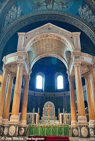 Big day: As well as sharing pictures of himself in his graduation robes, Joe also shared photographs of Westminster Cathedral, where the ceremony took place