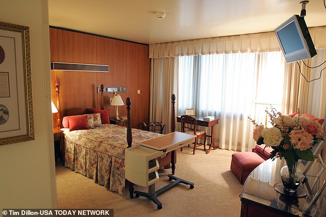 The 'Presidential Suite' at Walter Reed Medical Center is reserved for the President an the Vice President if they need treatment. Pictured: One of the rooms of Ward 71, which are reserved for high-ranking military officers and cabinet members