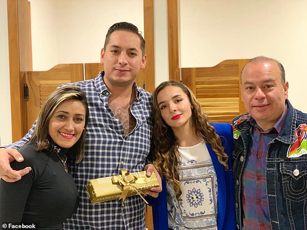 Berenice Alanís on the left with her stepson Jacobo Quesada Jr.; husband Jacobo Quesada, and stepdaughter Patricia Quesada