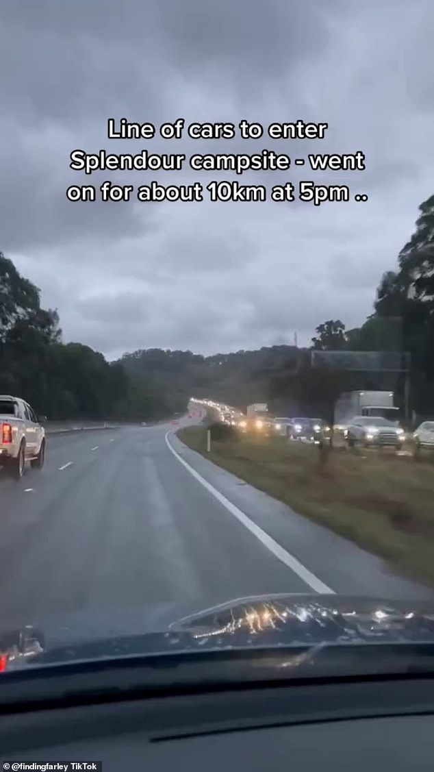 Pictured is the massive queue of cars trying to make it into the festival