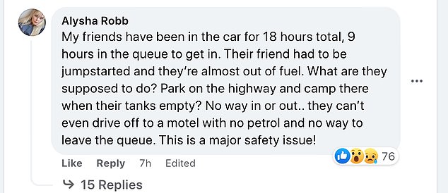 One said their cars were about to run out of petrol having waiting in the car for nine hours in the queue