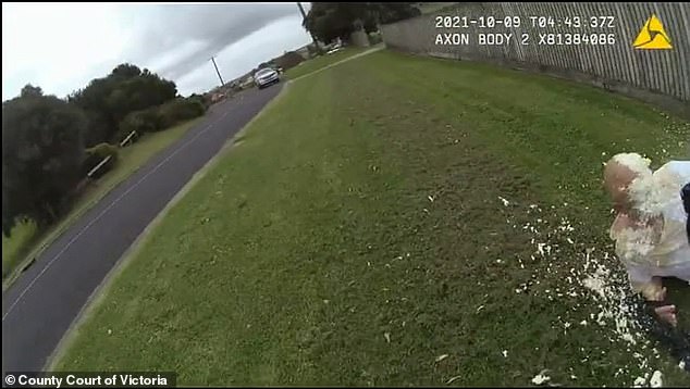 Steven John Cleary cops a face full of OC foam after failing to drop a police Taser