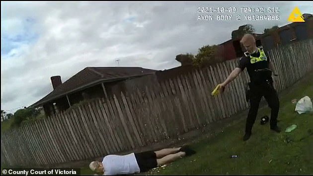 Steven John Cleary is taken down by police after a ferocious attack