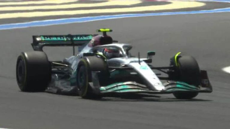 Mercedes reserve driver Nyck de Vries takes to the track, as he replaces Lewis Hamilton for first practice ahead of the French GP