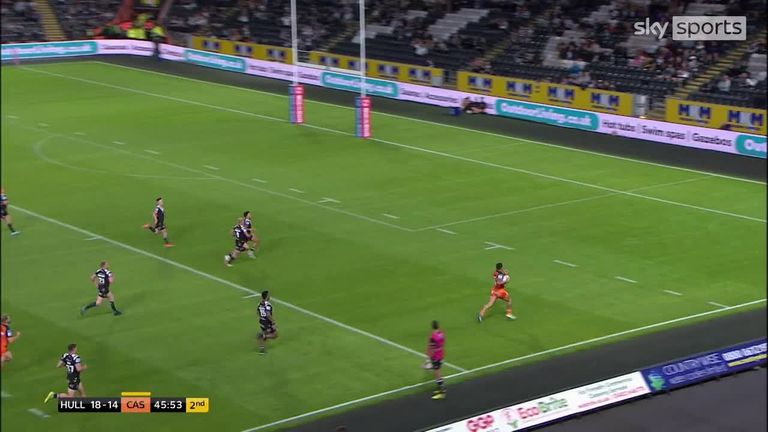 Bureta Faraimo picks an interception and races from his own 10m line with Danny Richardson's conversion putting Castleford back in front against Hull FC.