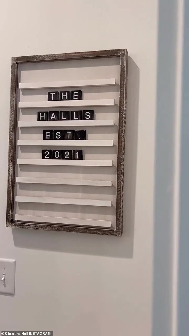 'The Halls EST. 2021': A sign read in the home