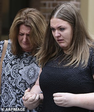 In court Mr Dillon's devastated family revealed the daily impact his murder continued to have on the family (pictured, Mr Dillion's sister Cassie leaves the NSW Supreme Court in 2018)