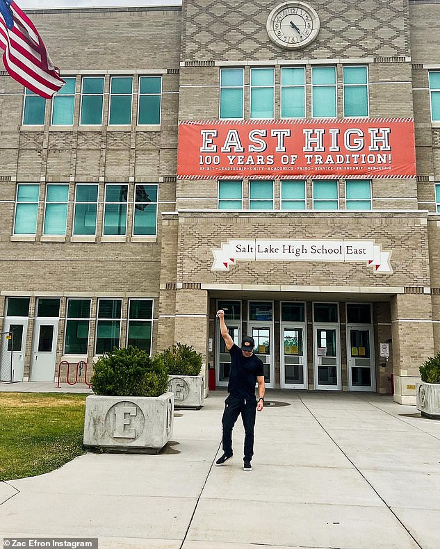 Go wildcats! Zac also returned to the school where he filmed the hit Disney film High School Musical on Friday