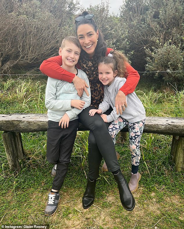 The 39-year-old Gold medal winner and mother of two sold up her gorgeous Gold Coast property last May to take up a life as a macadamia farmer. Picture: Giaan with the children she shares with husband Sam, Zander, eight (L), and Alexa, five (R)