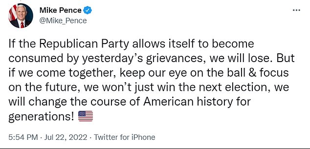 Prior to his speech in Arizona, Pence issued tweets that appeared to be a condemnation of Trump's fixation on the 2020 election